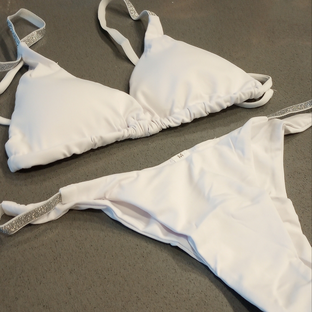 Swimsuit For Women Bikini With Crystal Rhinestone Metal Chain Design